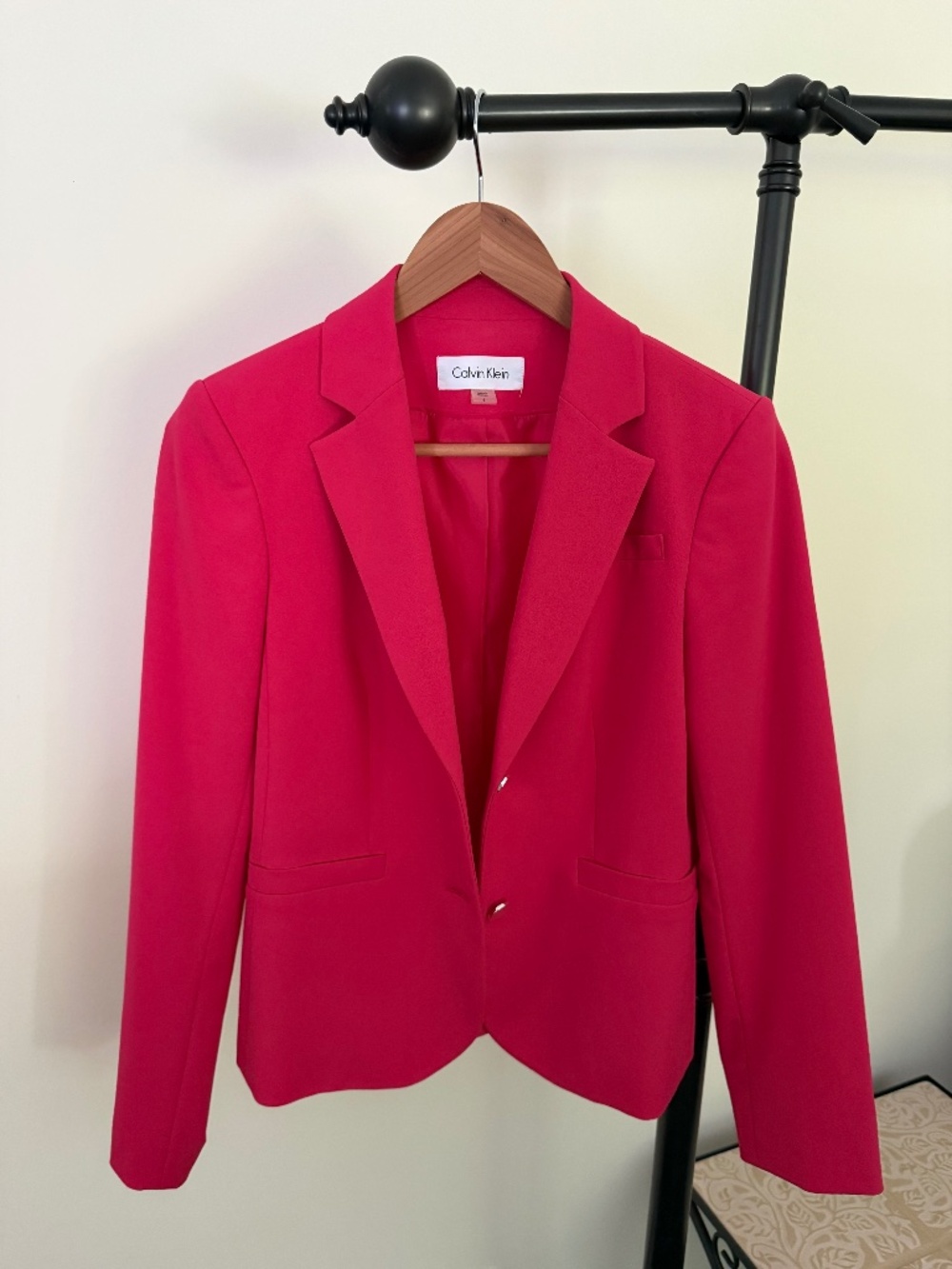 Calvin Klein Fuchsia Pink Two-Button Tailored Blazer Jacket